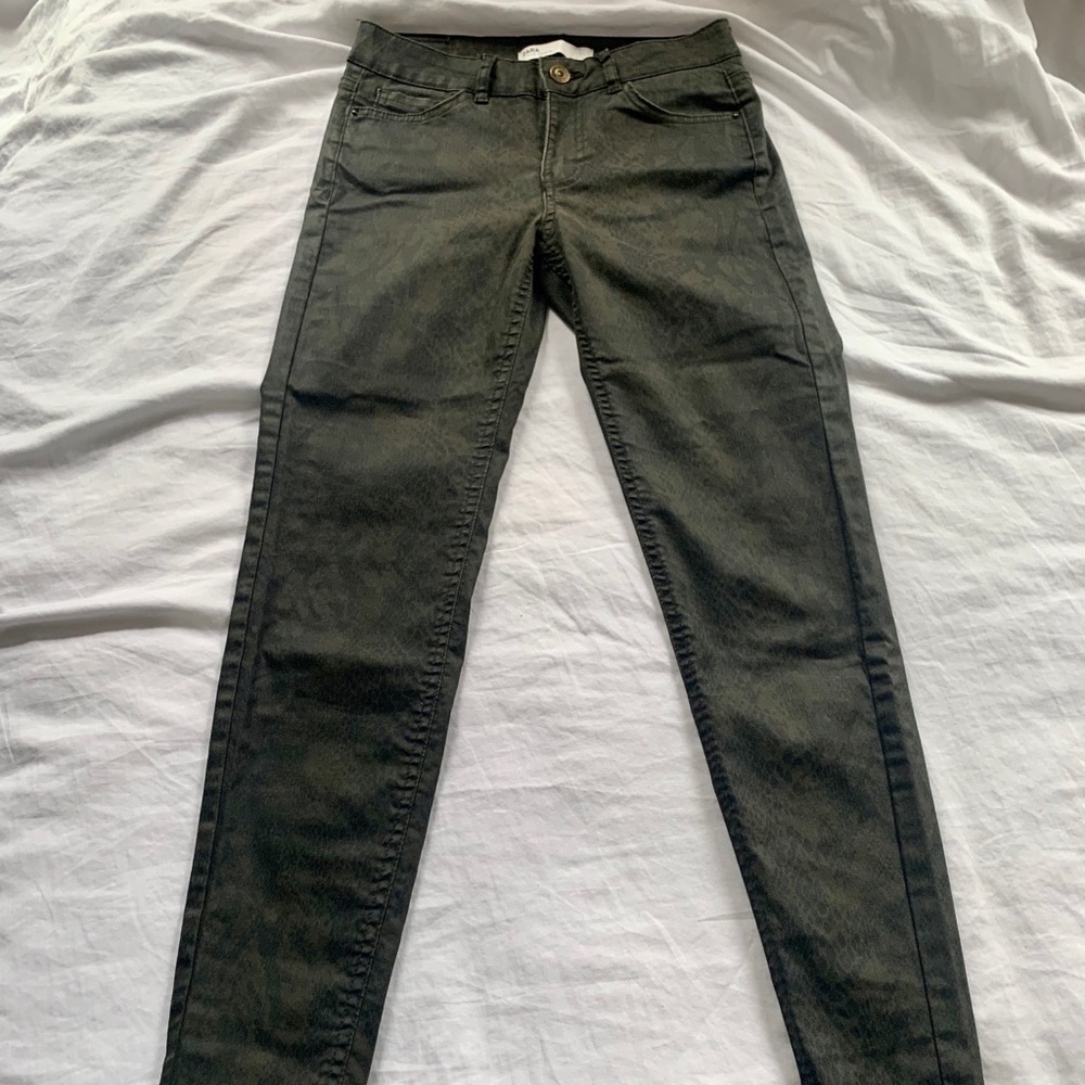 ZARA Z1975 Green Snakeskin Denim